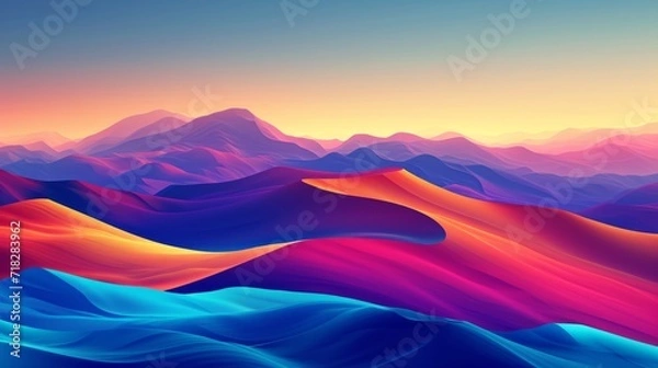 Fototapeta Vibrant Desert Landscape with Colorful Dunes Generative AI