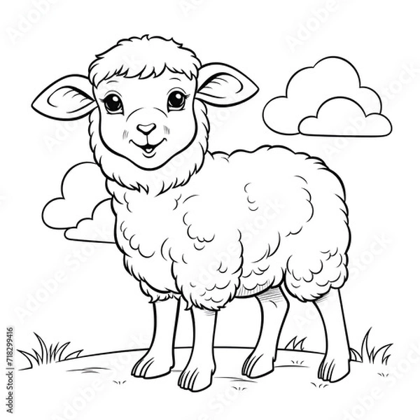 Fototapeta Beautiful Sheep Coloring Page, Perfect Design For your Project and Creations, Ai Generative