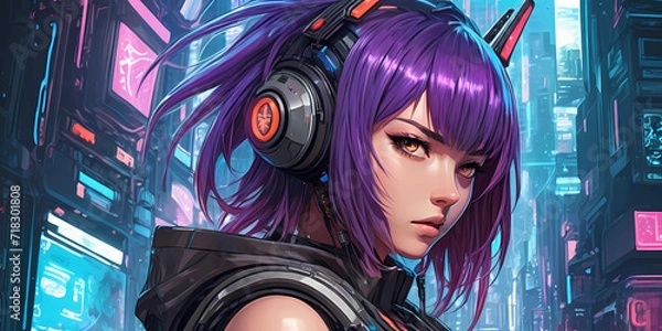 Obraz cyberpunk comics manga character design anime style
