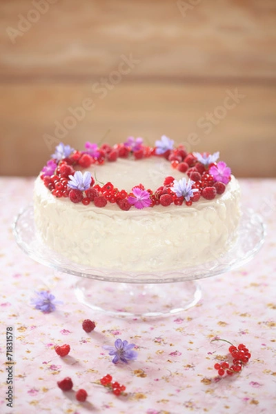 Fototapeta Red Velvet Cake with Cream Cheese Frosting