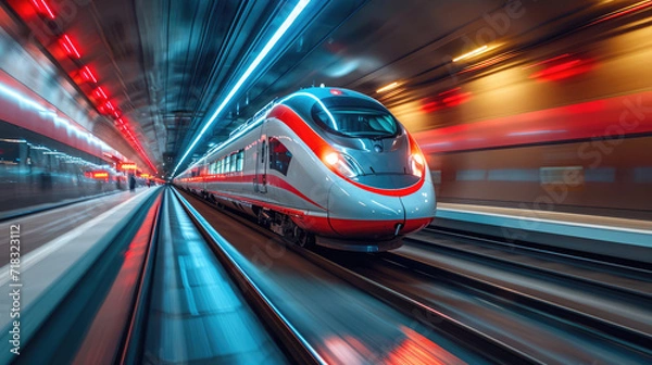 Fototapeta high speed rail with motion blur