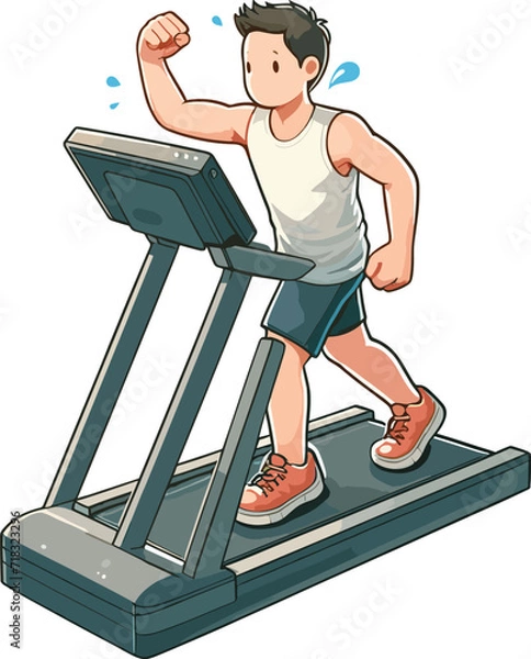 Obraz Working Out 2D flat illustration. in treadmill