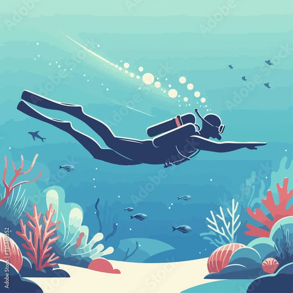 Fototapeta person diving in the sea