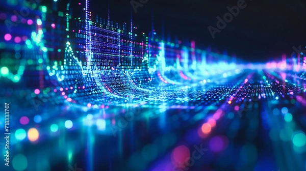 Fototapeta Futuristic Network Design, Abstract Blue Digital Technology, Modern Science and Business Concept