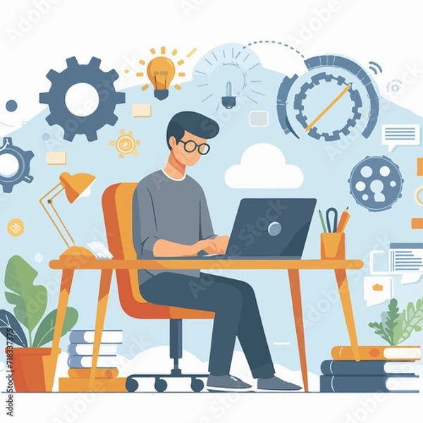 Obraz businessman working on laptop