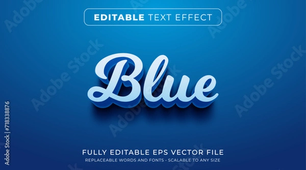 Fototapeta Editable text effect in blue cursive style