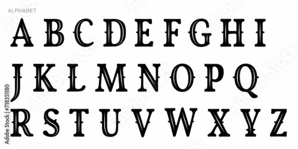 Obraz Alphabet Split Monogram, Split Letter Monogram, Alphabet Frame Font. Laser cut template. Initial monogram letters.
