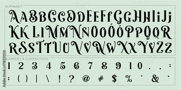 Obraz Alphabet Split Monogram, Split Letter Monogram, Alphabet Frame Font. Laser cut template. Initial monogram letters.
