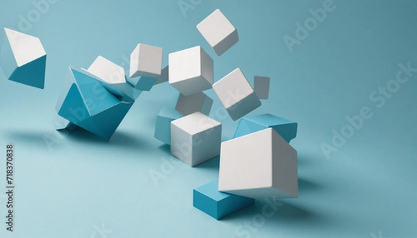 Fototapeta 3D abstract geometric design with a blue background