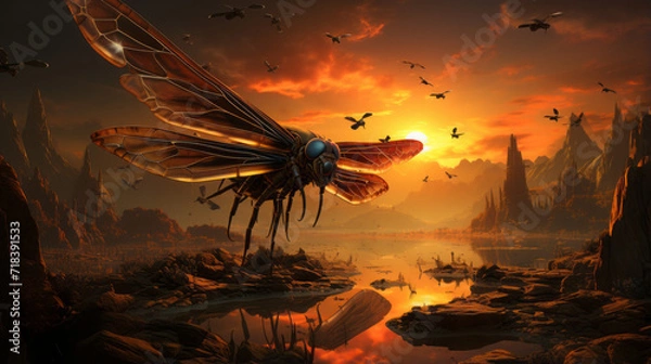Obraz Captivating Natural Scenes: Mesmerizing Colors and Serene Landscapes in the Sky and Sea, generative AI