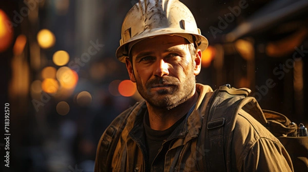 Obraz Protective Headgear for All: A Collection of Hats and Helmets for Men, Workers, Soldiers, and Engineers, Designed to Keep You Safe and Stylish!, generative AI