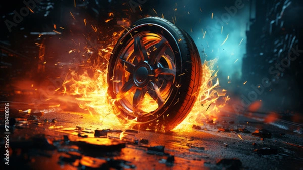 Fototapeta Fiery Animation: A Dazzling Display of Hot Flames and Vibrant Illustrations in Red, Orange, and Black, generative AI