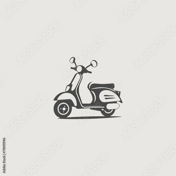 Obraz スクーターをシンボリックに用いたシンプルなロゴのベクター画像