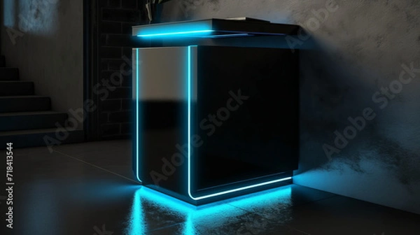 Obraz Cutting-Edge Glass Technology: Revolutionizing Computer Displays with 3D Illustration & Iconic Desig, generative AI
