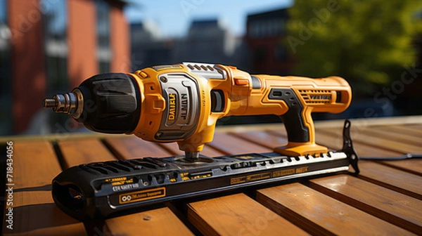 Obraz Efficient and Versatile Electric Screwdriver Set for Construction and Repairs: Cordless with Battery, Durable Steel Build, Handy Tool Kit, generative AI
