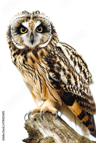Fototapeta Angry gesture Short-eared Owl isolated on white AI Generative