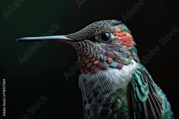 Obraz Portrait Violet-Crowned Hummingbird isolated on black AI Generative