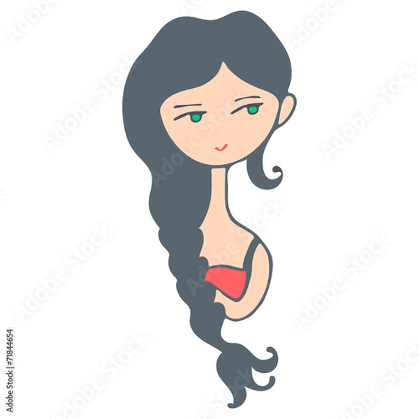 Fototapeta girl with a pigtail