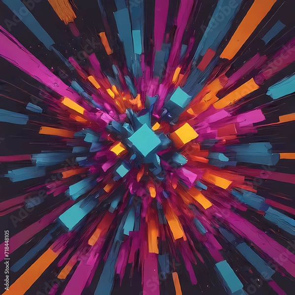 Fototapeta a vibrant and dynamic abstract background with a fusion of warm and cool colors, reminiscent of a cosmic explosion