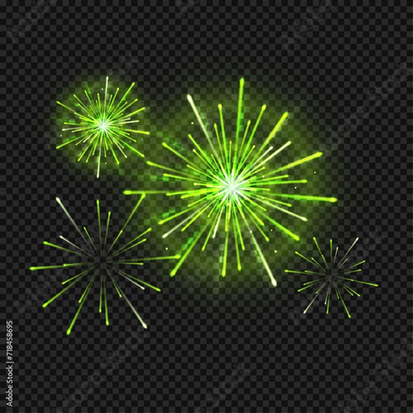 Fototapeta Vector firework animation realistic transparent concept with celebration symbols illustration
