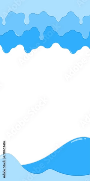 Fototapeta フレーム素材_垂れた液体_水色