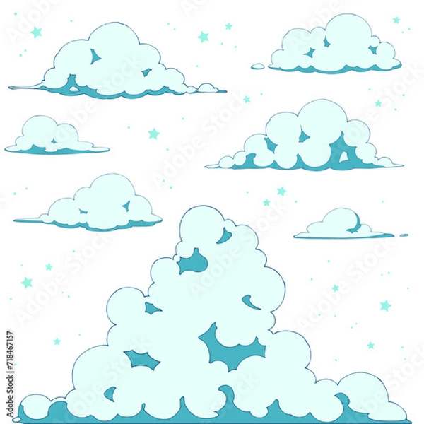 Fototapeta カットイラストセット_雲_夜