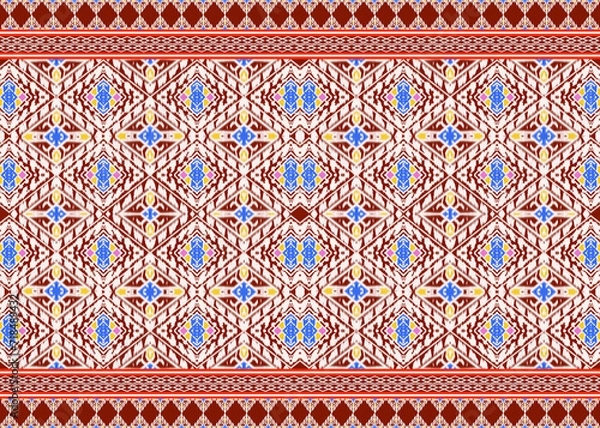 Obraz Ikat tribal pattern ethnic geometric fabric ikat textile