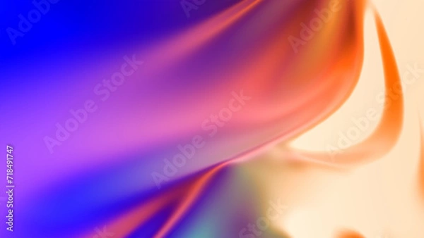 Fototapeta abstract background with smooth lines in blue, orange and yellow colors. 3D Render