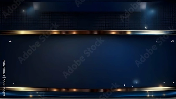 Fototapeta Dark Blue Golden Royal Awards Graphics Background. Lines Growing Elegant Shine Spark. Luxury Premium Corporate Abstract Design Template.
