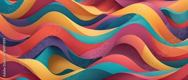 Fototapeta abstract colorful background with wavy lines and spots forming seamless geometric shaped pattern
