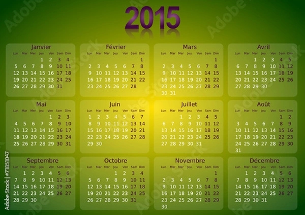 Obraz Calendrier 2015 simple - facilement éditable