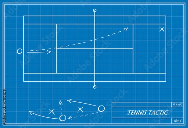Obraz tennis tactic on blueprint