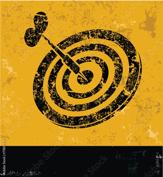 Obraz Dart symbol on grunge yellow background,grunge vector