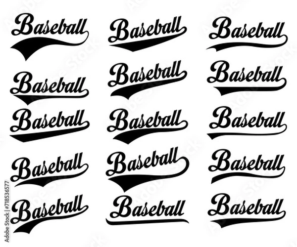 Fototapeta Text Tails Swoosh Baseball Sign, Typography font curve tail, font swoosh tail ornamental vector illustration