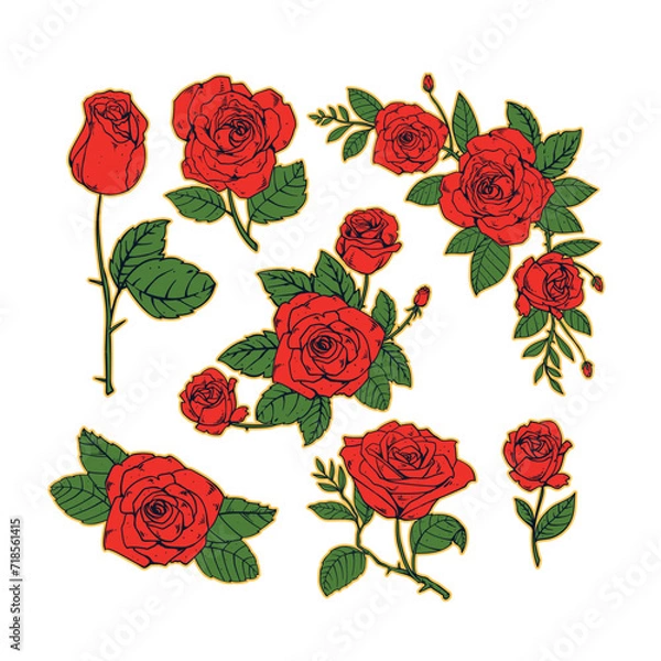 Obraz rose flower hand drawn element design