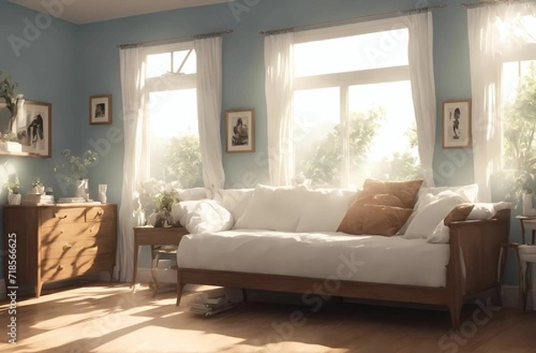 Fototapeta 白いソファと暖かい部屋