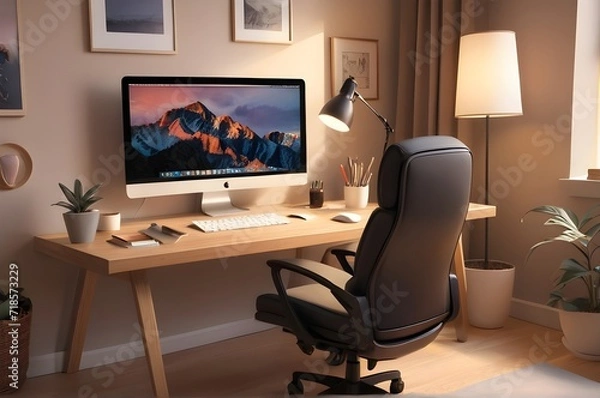Obraz office desk with computer