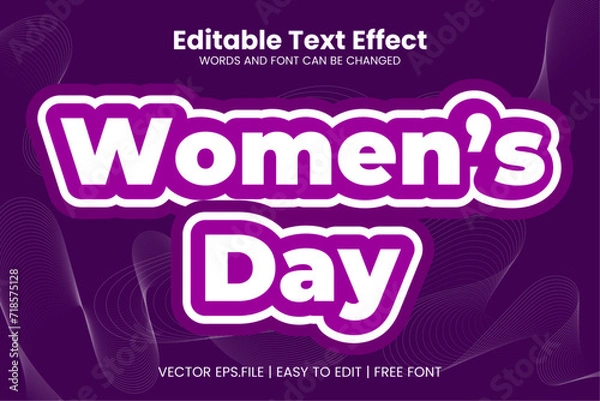 Fototapeta Vector Womens day editable text effect template