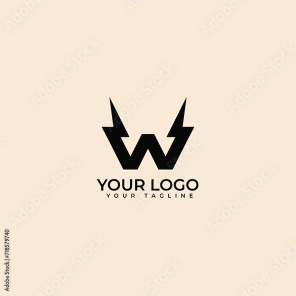 Fototapeta W logo energy vector. modern initial letter w electric volt template vector.