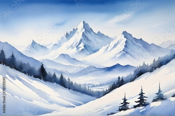 Fototapeta snow covered mountains