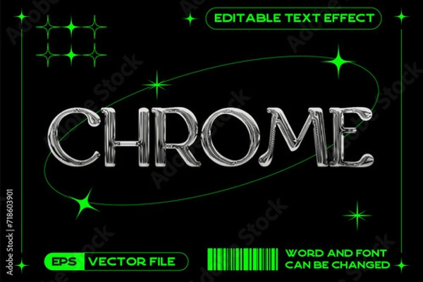Fototapeta Chrome editable vector text effect. Metallic text style