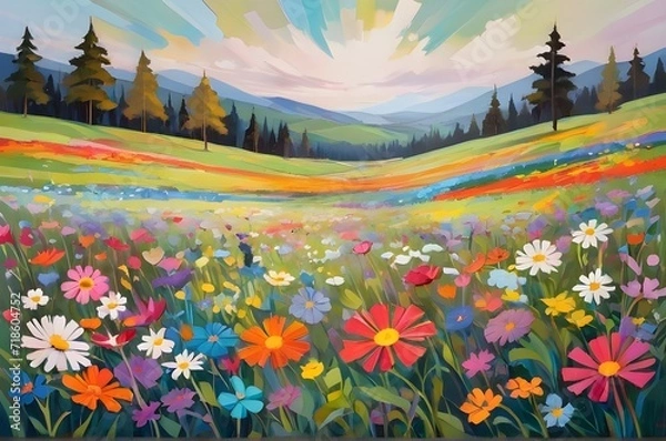Obraz landscape with flowers