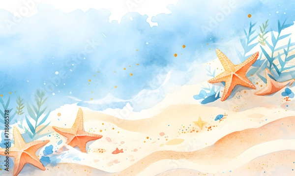 Obraz  shells on the beach, Generative Ai