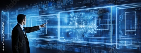 Fototapeta Data science and information technology, Businessman imagine concept