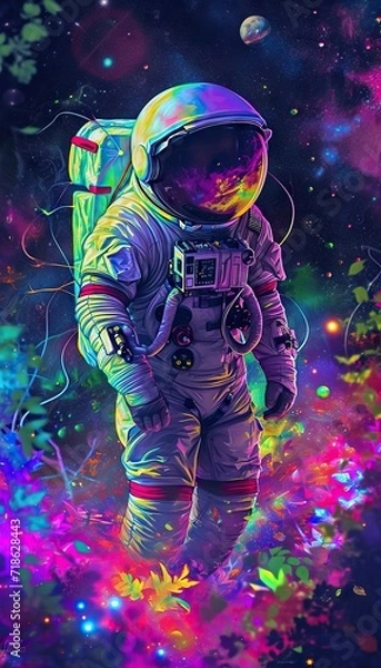 Obraz an trippy neon astronaut