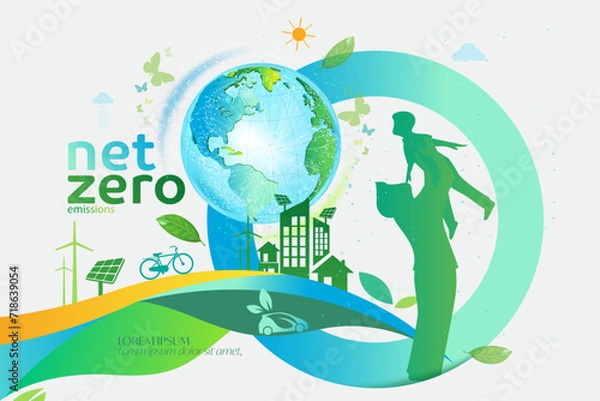 Obraz Net zero and carbon neutral concept.