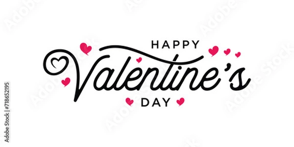 Fototapeta Happy Valentines Day typography poster with handwritten calligraphy text, isolated on white background.