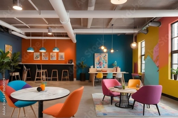 Obraz colorful and creatively designed co-working space