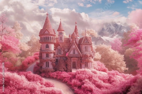 Obraz A fairy tale castle in a pink world