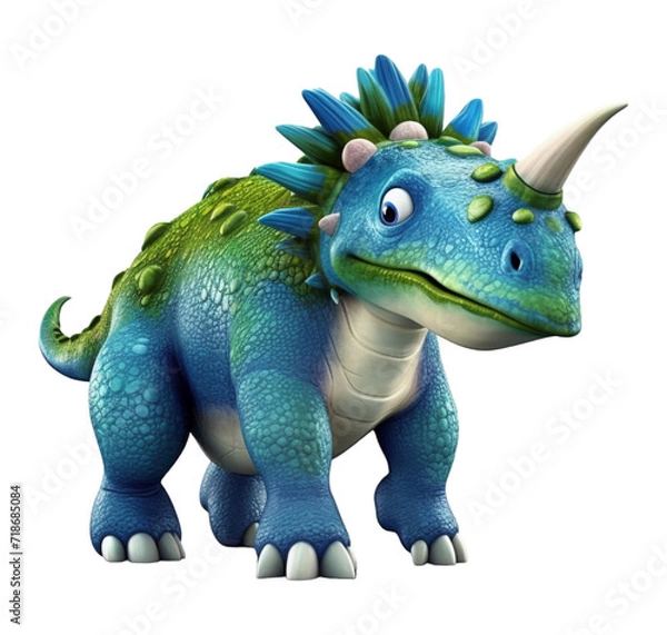 Fototapeta 3D illustration cartoon animal dinosaur, cute dino character toy, with transparent background, generative ai